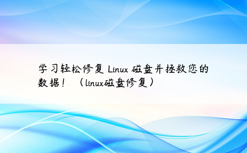 学习轻松修复 Linux 磁盘并拯救您的数据！ （linux磁盘修复）