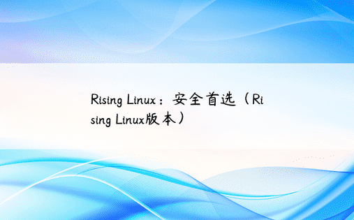 Rising Linux：安全首选（Rising Linux版本） 