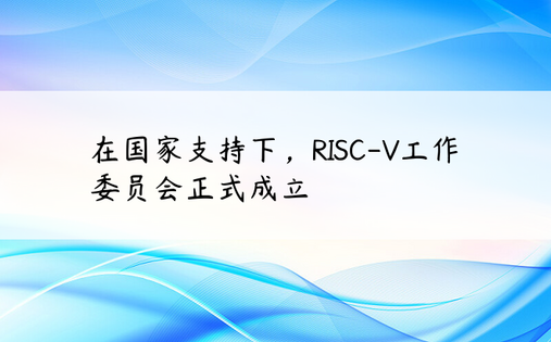 在国家支持下，RISC-V工作委员会正式成立