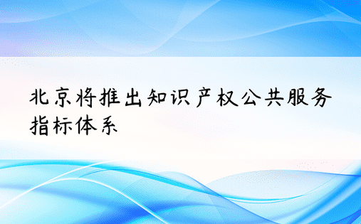北京将推出知识产权公共服务指标体系