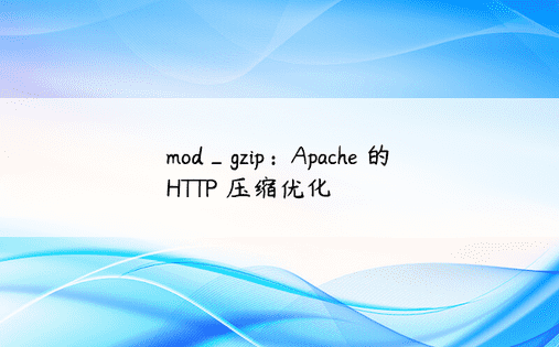 mod_gzip：Apache 的 HTTP 压缩优化 