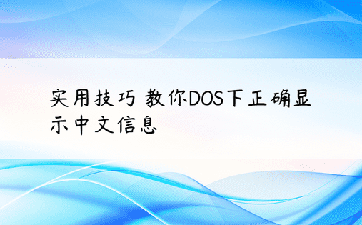 实用技巧 教你DOS下正确显示中文信息