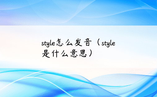 style怎么发音（style是什么意思）