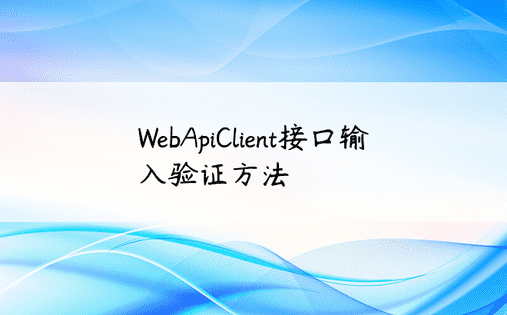 WebApiClient接口输入验证方法