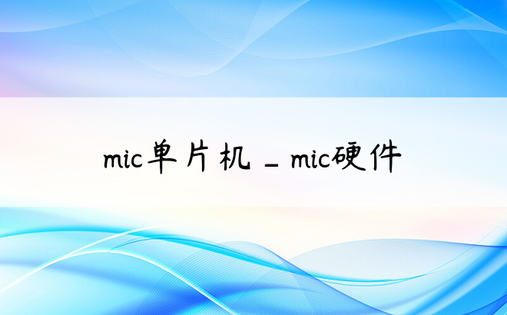 mic单片机_mic硬件