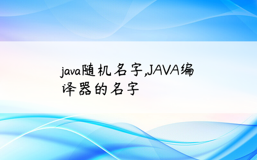 java随机名字,JAVA编译器的名字