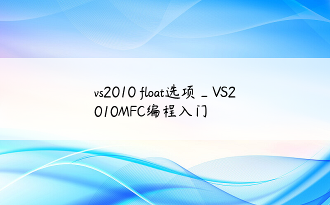 vs2010 float选项_VS2010MFC编程入门