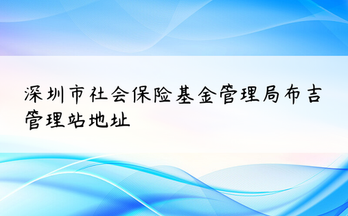 深圳市社会保险基金管理局布吉管理站地址
