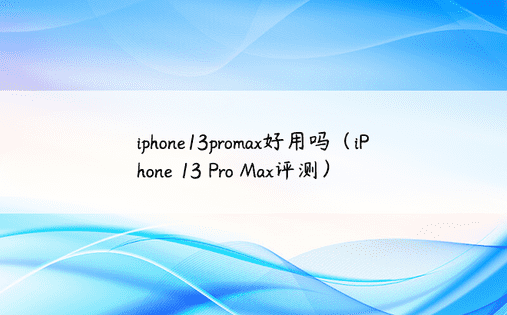 iphone13promax好用吗（iPhone 13 Pro Max评测）