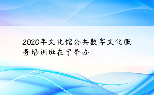  2020年文化馆公共数字文化服务培训班在宁举办